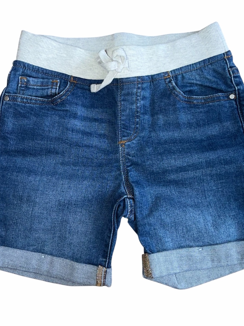 Wonder Nation Girls Denim Shorts Elastic Waist Blue Jean Pull On Size M (7/8)